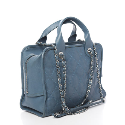 Chanel Caviar Quilted Deauville Bowling Bag Blue 3 of 12