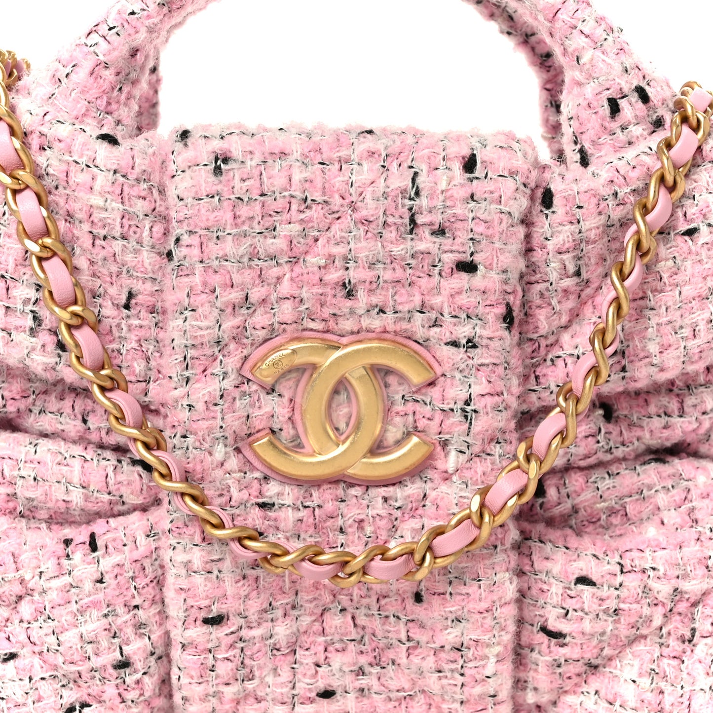 Tweed Quilted Mini Bow Bag Pink Black Ecru