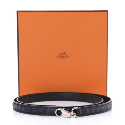 Hermes Epsom 16mm Tressage Shoulder Strap Black Bleu Indigo 6 of 6