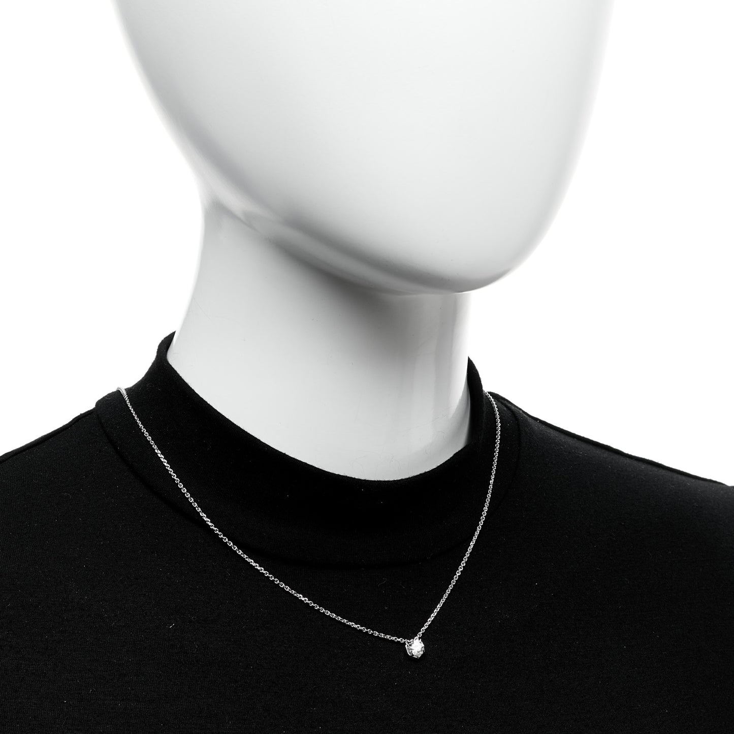 18K White Gold Diamond .58ct Laurence Graff Signature Solitaire Pendant Necklace