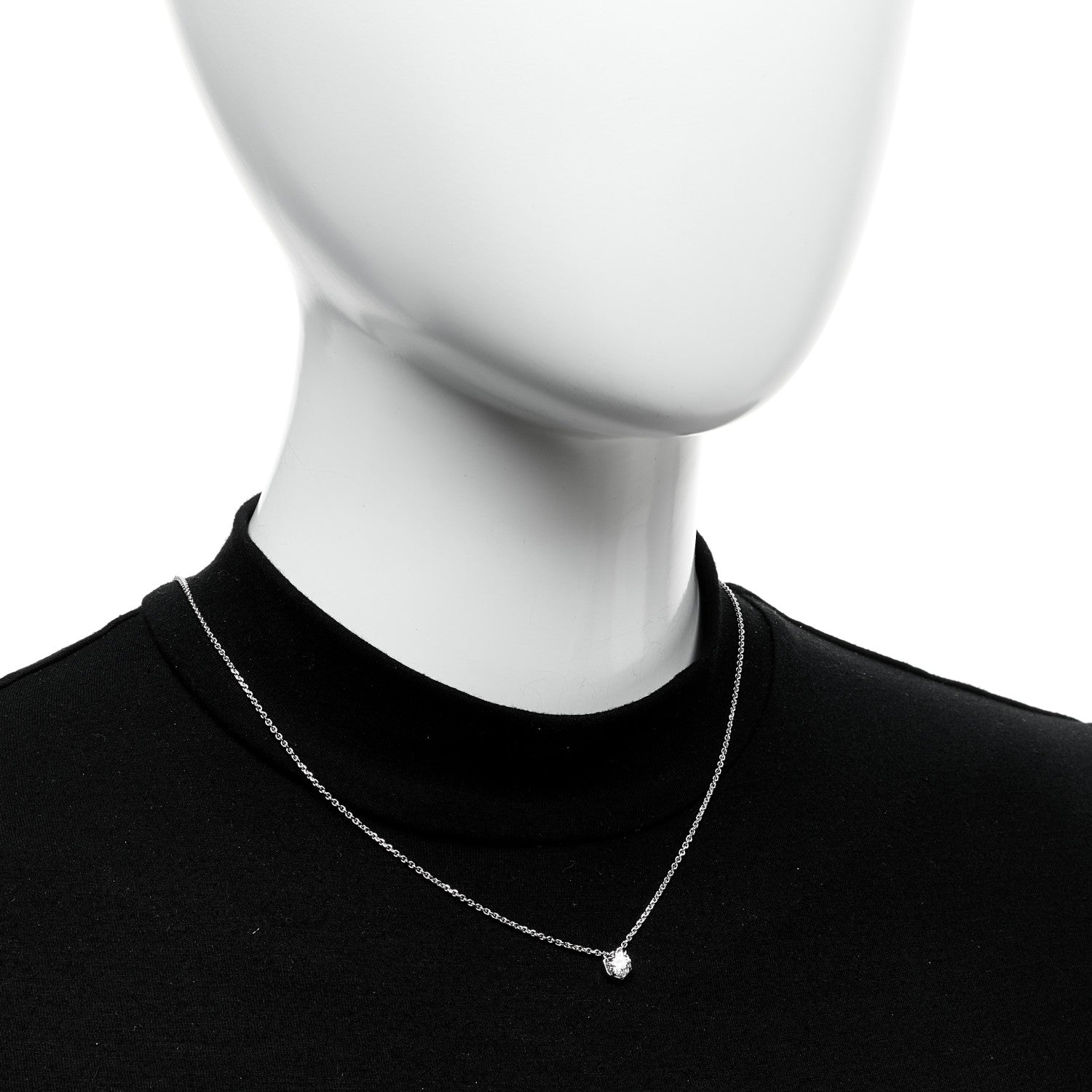 Graff 18K White Gold Diamond .58ct Laurence Graff Signature Solitaire Pendant Necklace 2 of 6