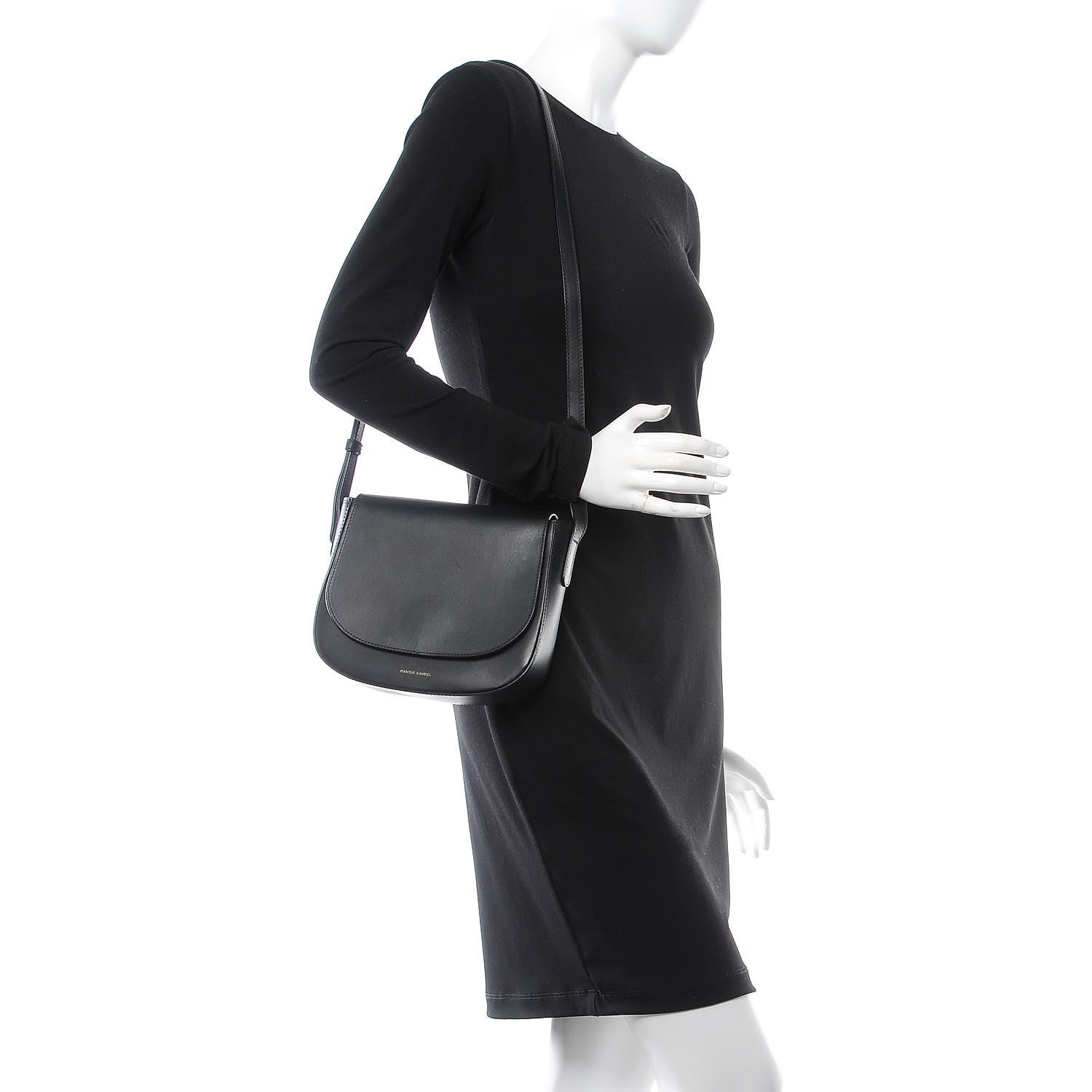 Mansur Gavriel Calfskin Flap Crossbody Bag Black 2 of 8