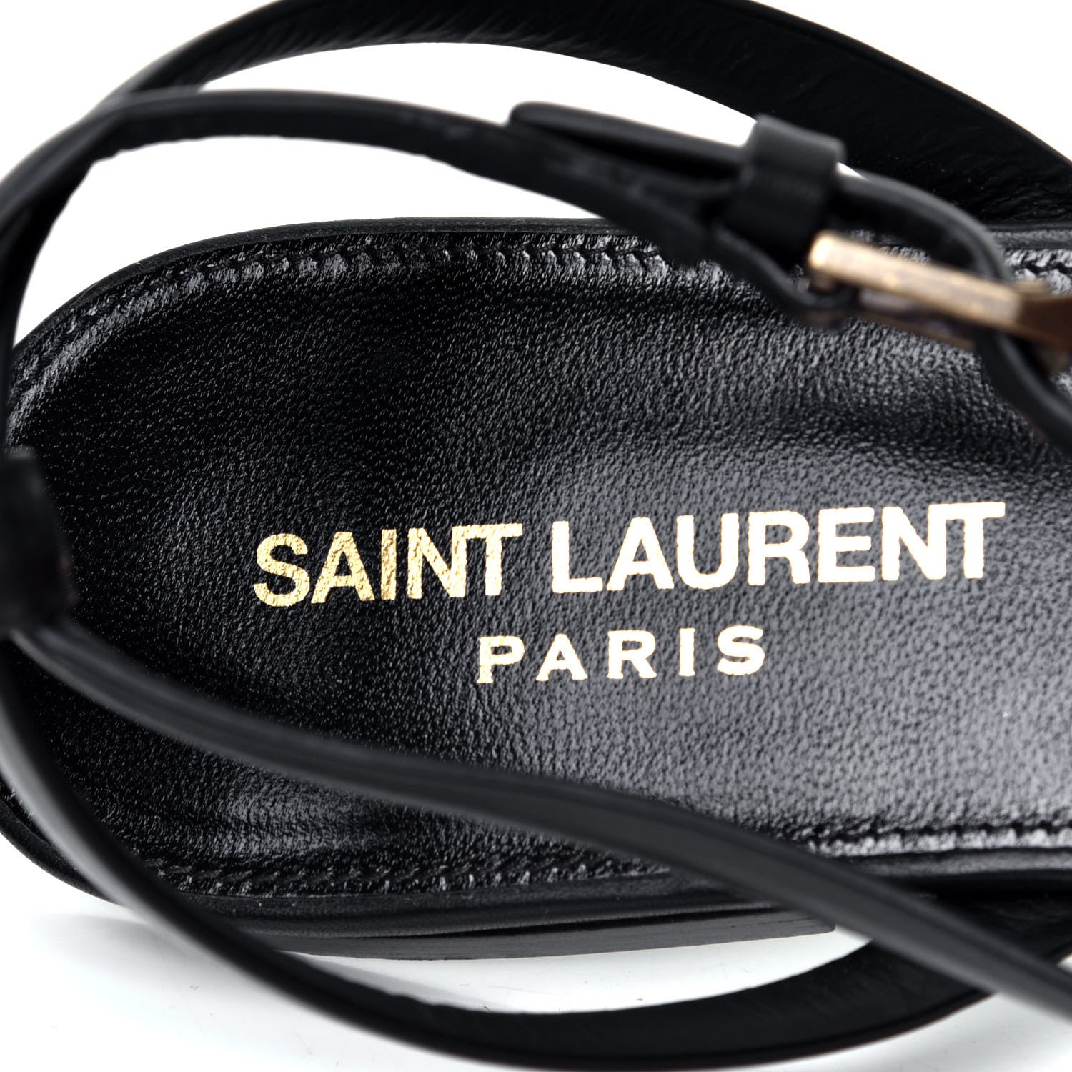 Saint Laurent Calfskin Tribute 05 Ankle Strap Flat Sandals 37.5 Black 9 of 10