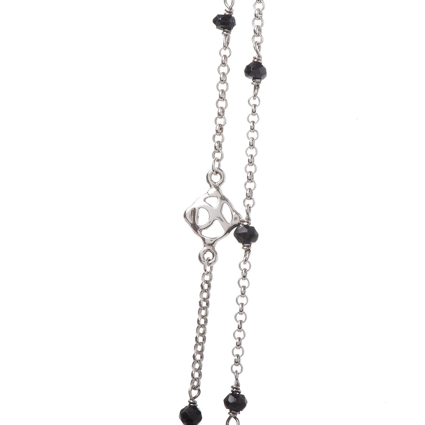 Sterling Silver Black Onyx Station Chain Necklace