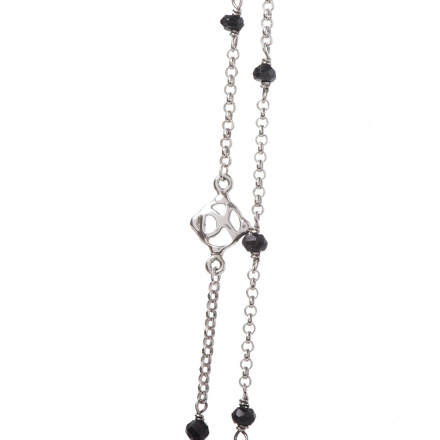 David Yurman Sterling Silver Black Onyx Station Chain Necklace 9 of 11