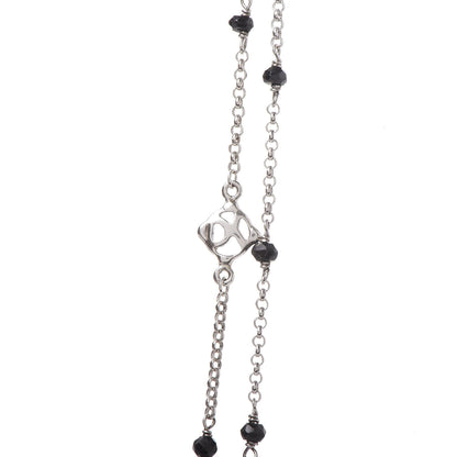 David Yurman Sterling Silver Black Onyx Station Chain Necklace 9 of 11