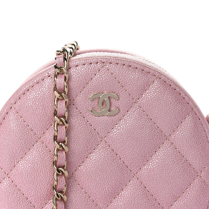 Chanel Iridescent Caviar Quilted Round Clutch With Chain Pink 10 of 11