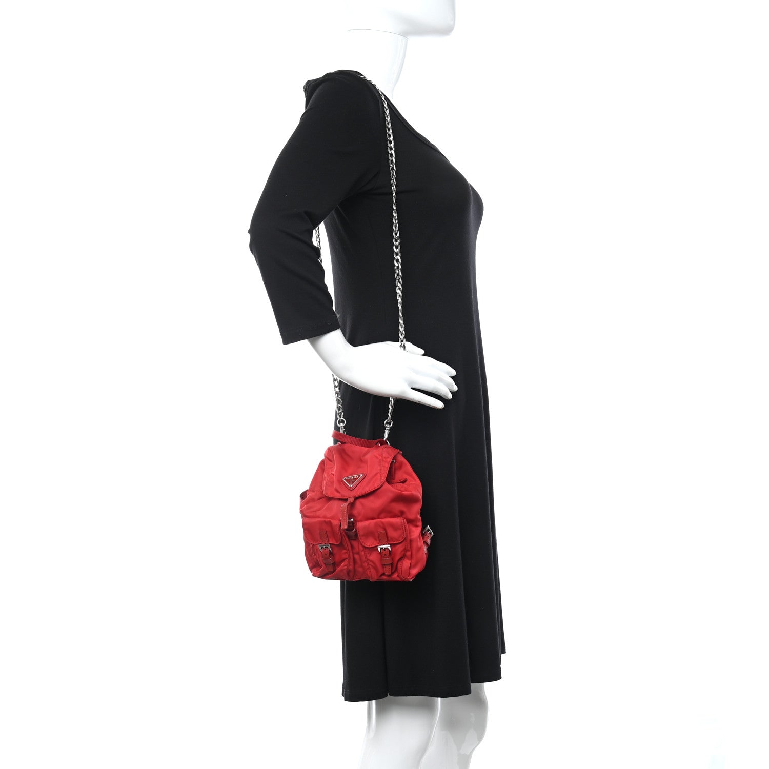 Prada Nylon Vela Mini Crossbody Backpack Rosso 3 of 16
