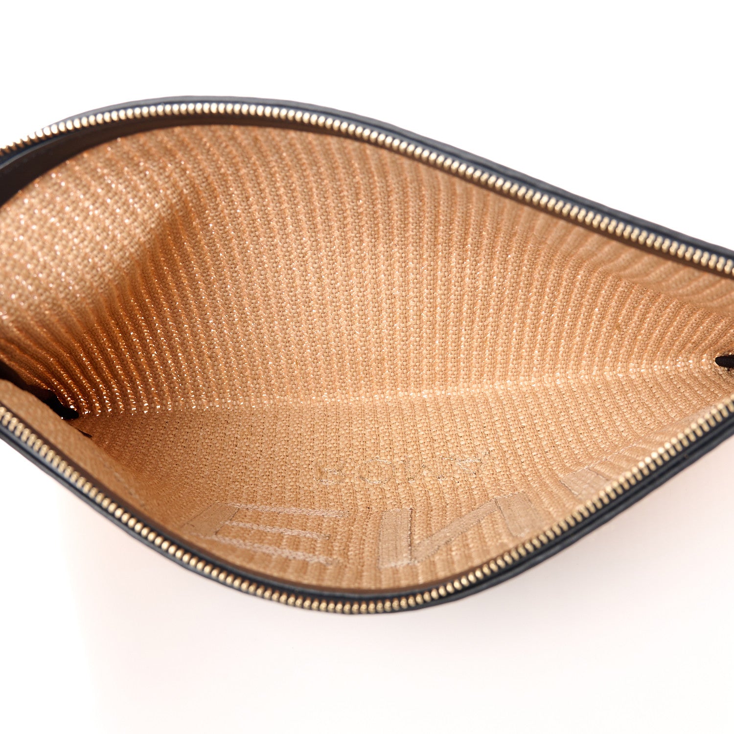 Fendi Straw Vitello King Logo Woven Large Flat Pouch Paglia Black 5 of 7