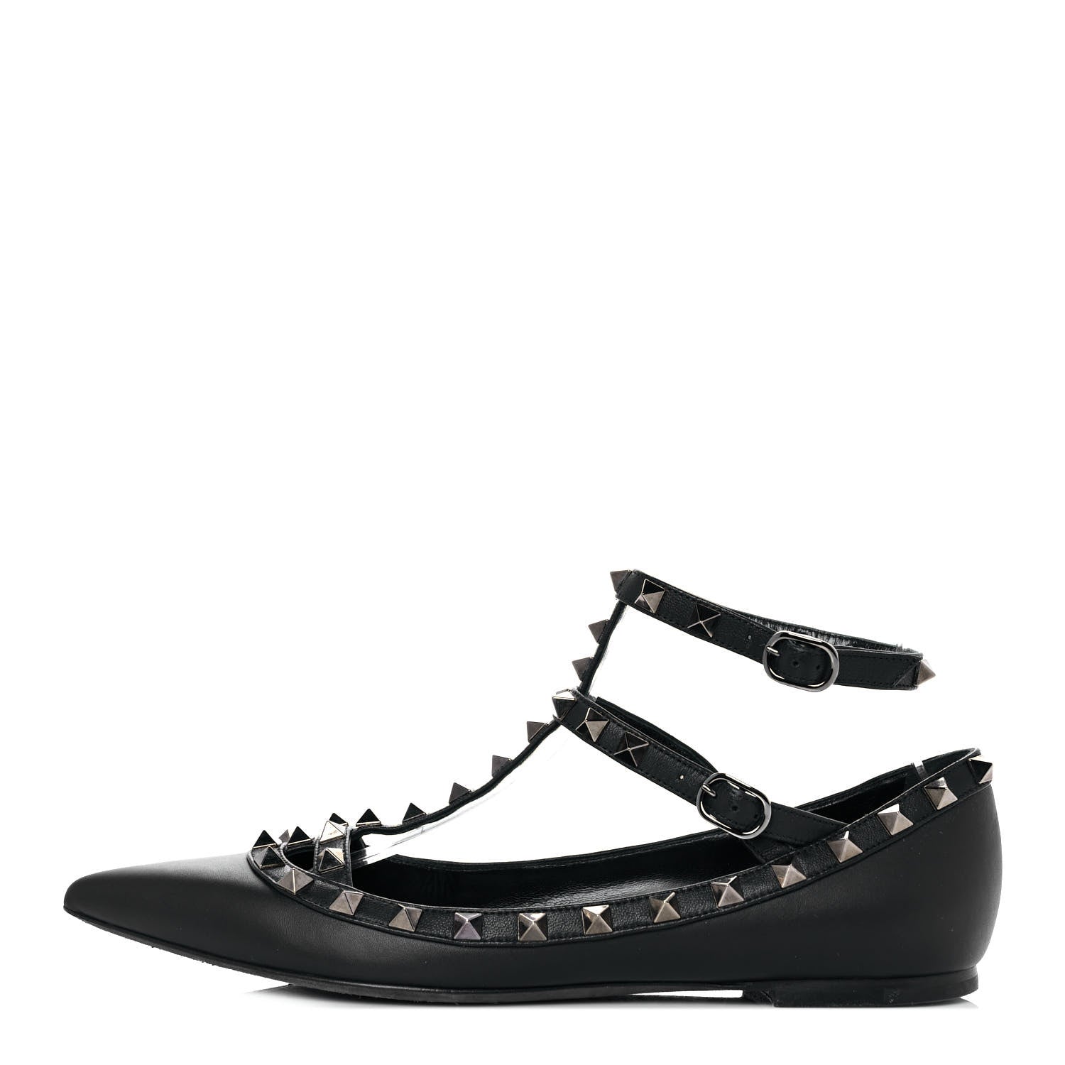Valentino Garavani Nappa Rockstud Cage Ballerina Flats 38.5 Black 1 of 9