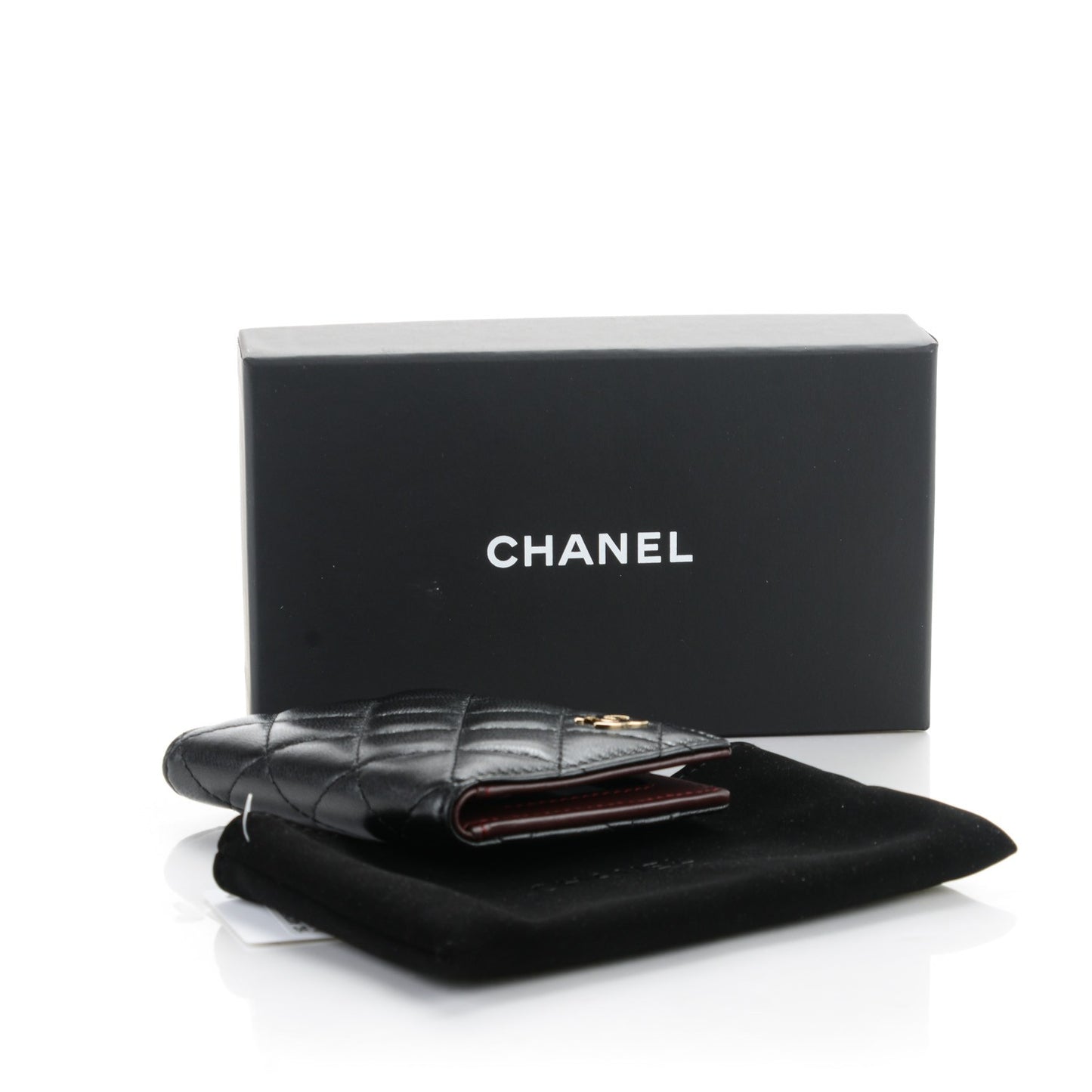 Lambskin Quilted CC Card Holder Wallet Black