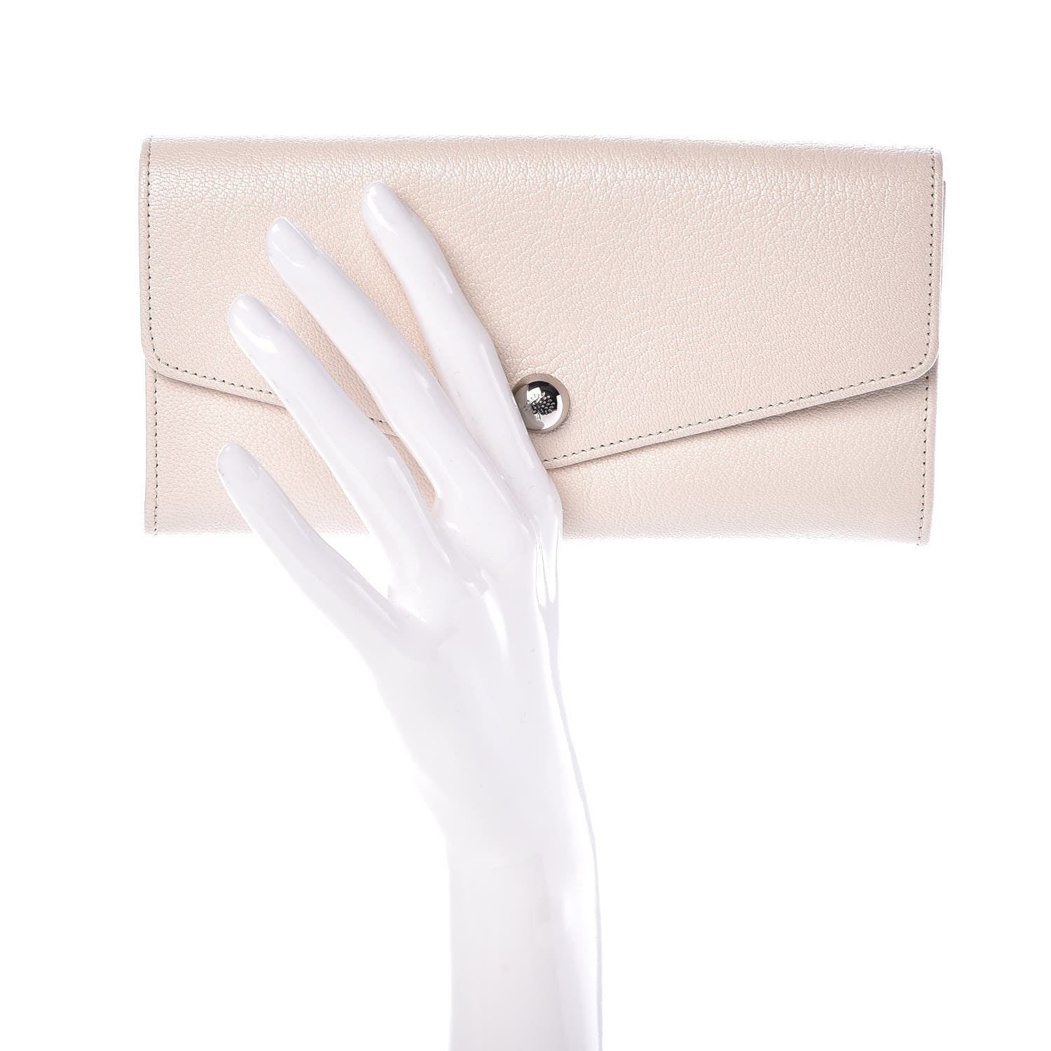 Mulberry Glossy Goatskin Dome Rivet Continental Wallet Cream 2 of 8