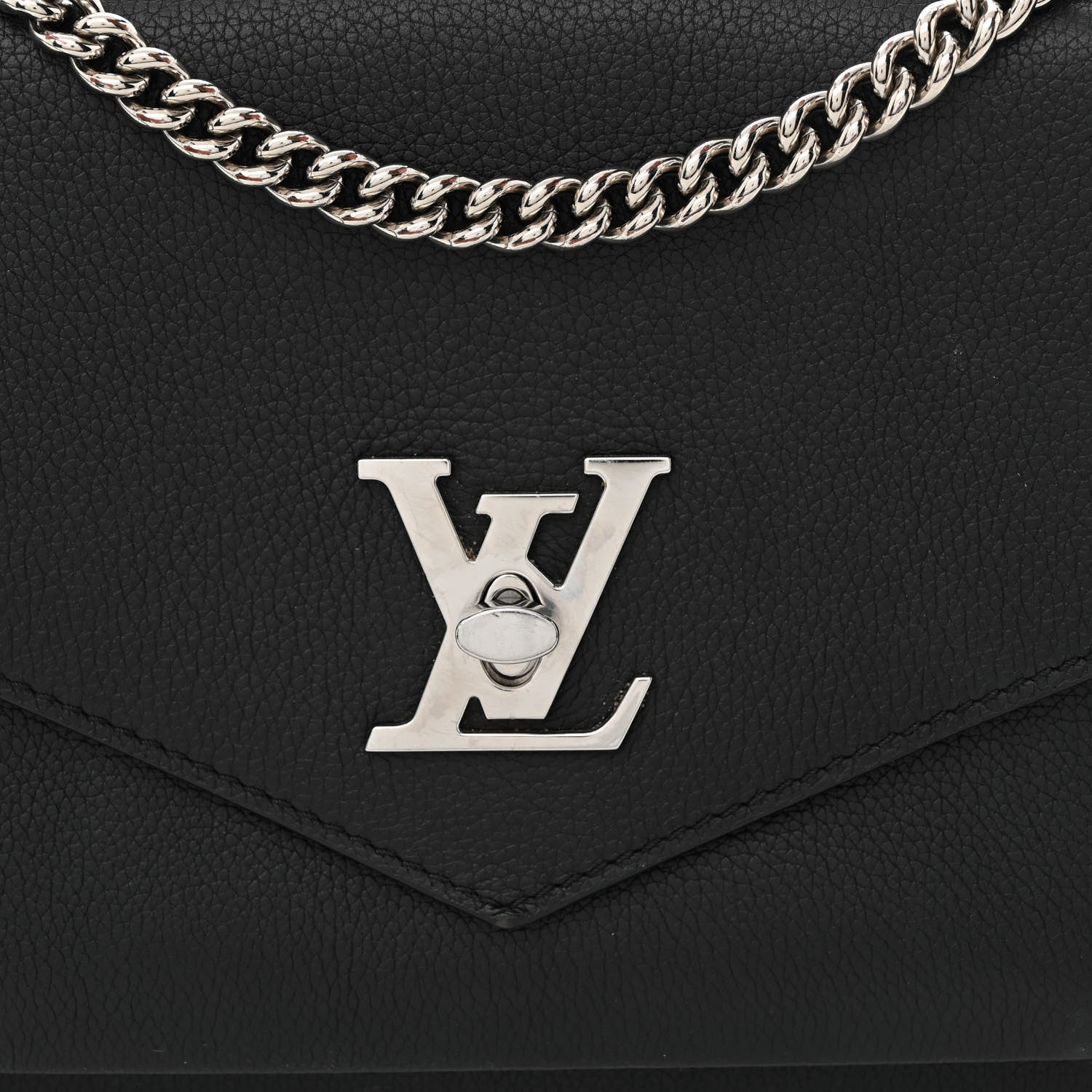 Louis Vuitton Soft Calfskin Mylockme Chain Bag BB Black 8 of 10