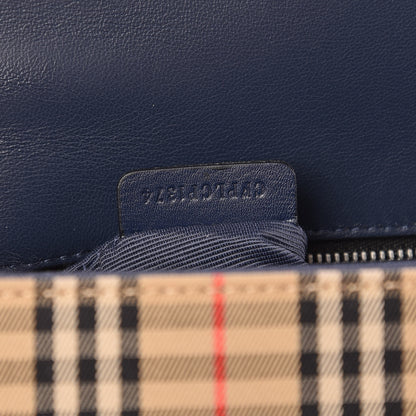Burberry Smooth Calfskin 1983 Knight Check Grommet Chain Shoulder Bag Ink Blue 7 of 12