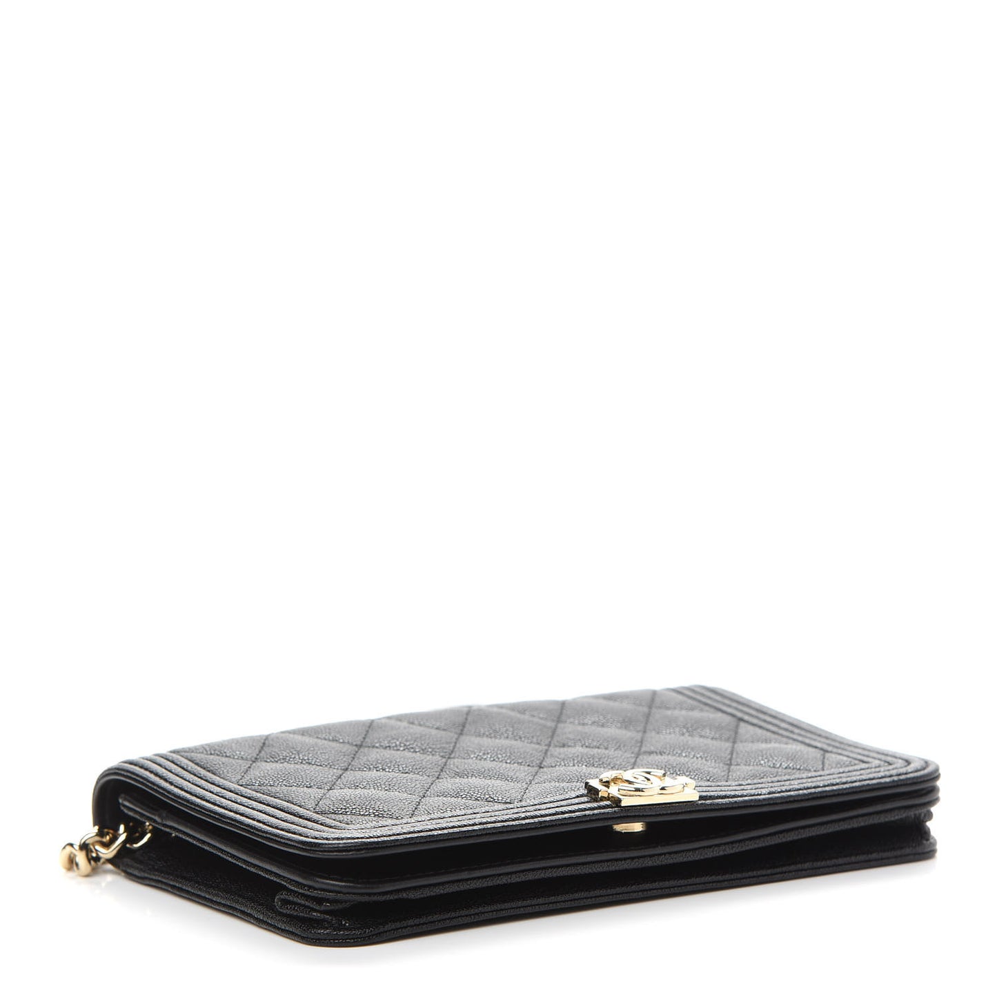 Caviar Quilted Boy Wallet On Chain WOC Black