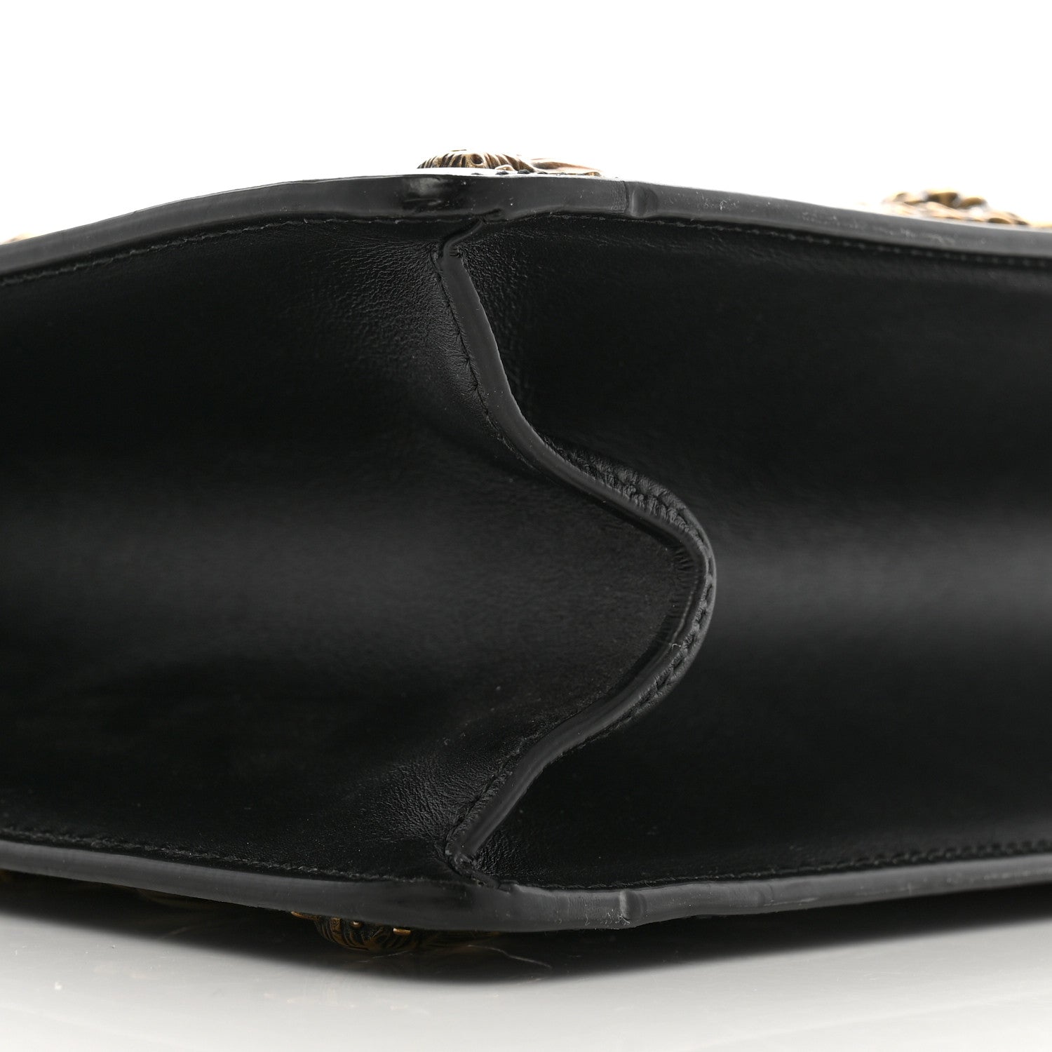 Gucci Calfskin Animal Studs Medium Sylvie Top Handle Bag Black 9 of 14