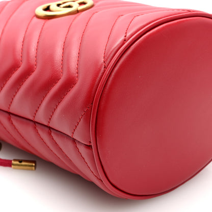 Gucci Calfskin Matelasse Mini GG Marmont 2.0 Bucket Bag Hibiscus Red 8 of 10