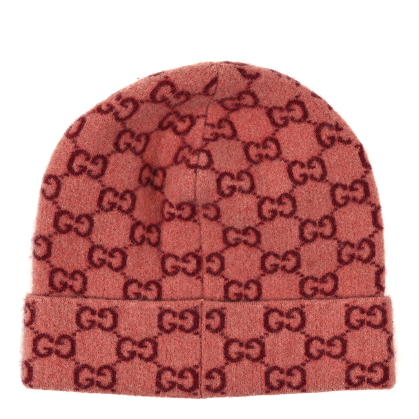 Wool GG Monogram Fog Tricot Beanie Hat M Pink