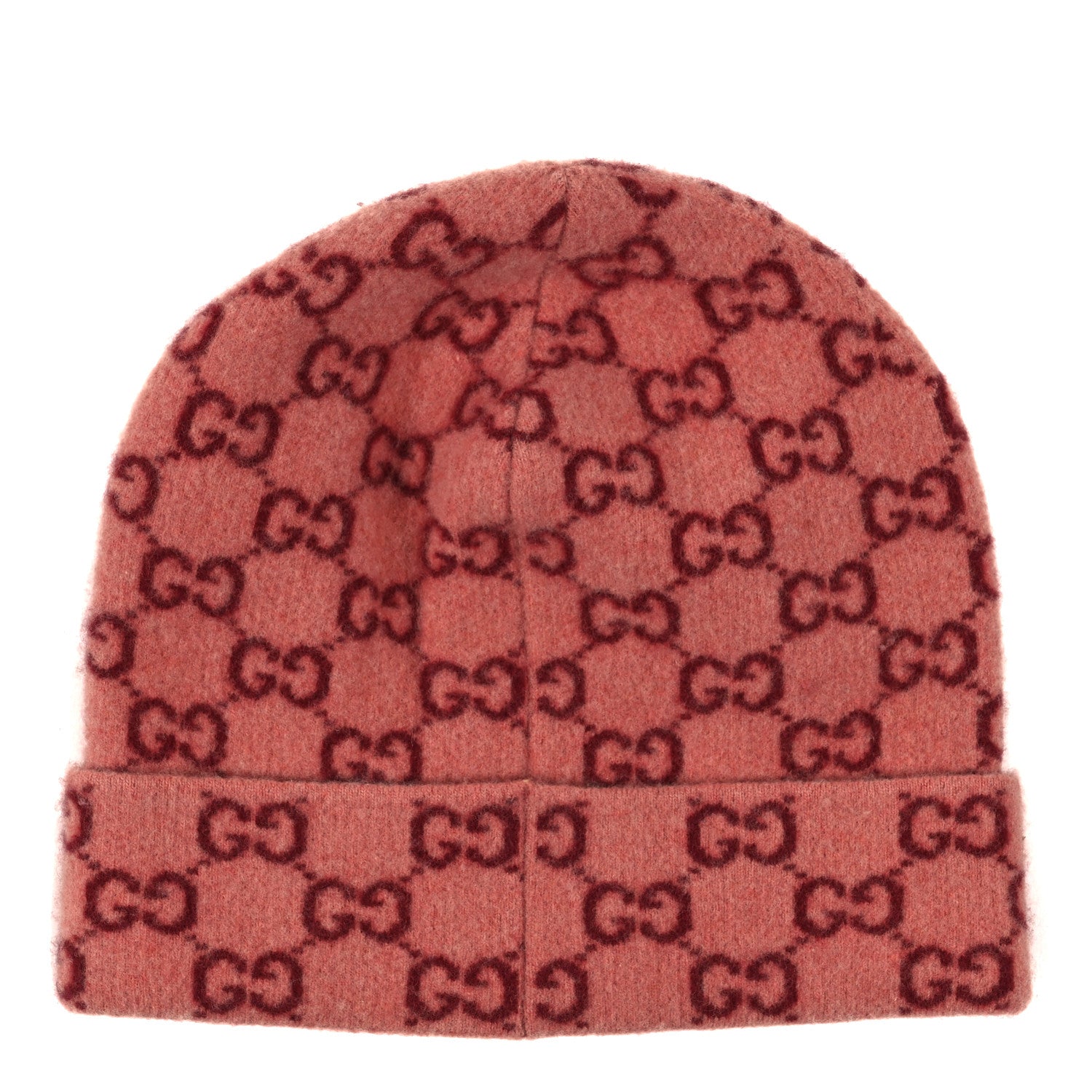 Gucci Wool GG Monogram Fog Tricot Beanie Hat M Pink 3 of 4