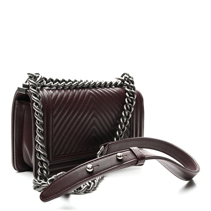 Chanel Calfskin Chevron Quilted Small Boy Flap Burgundy 2 of 10