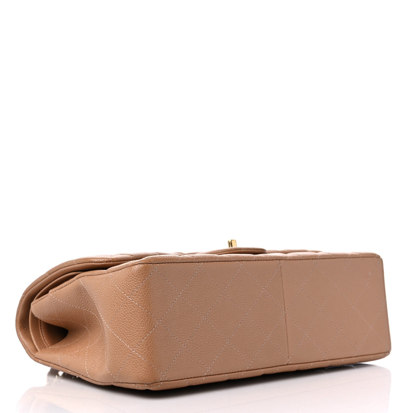 Caviar Quilted Jumbo Double Flap Dark Beige
