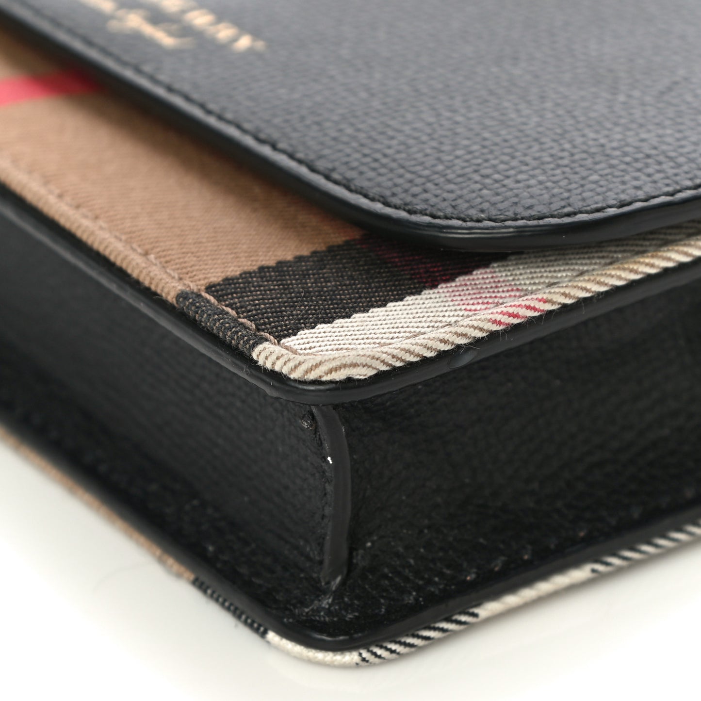 Derby Calfskin House Check Wallet On Chain Black