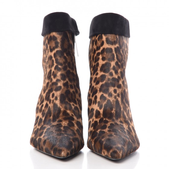 Pony Hair Leopard Printed Charlotte Booties 37 Naturale