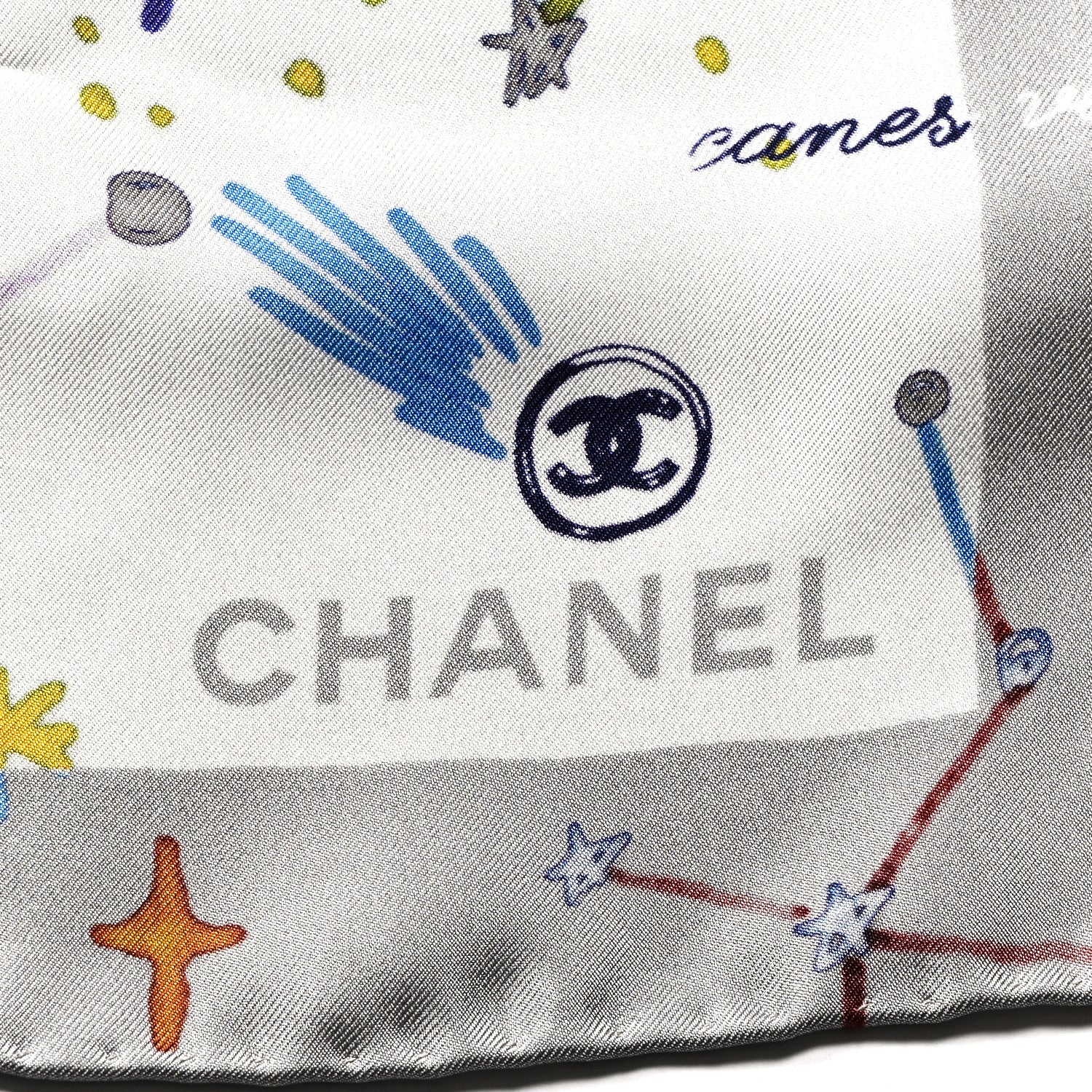 Chanel Silk Constellations CC Square Scarf Grey Multicolor 2 of 3