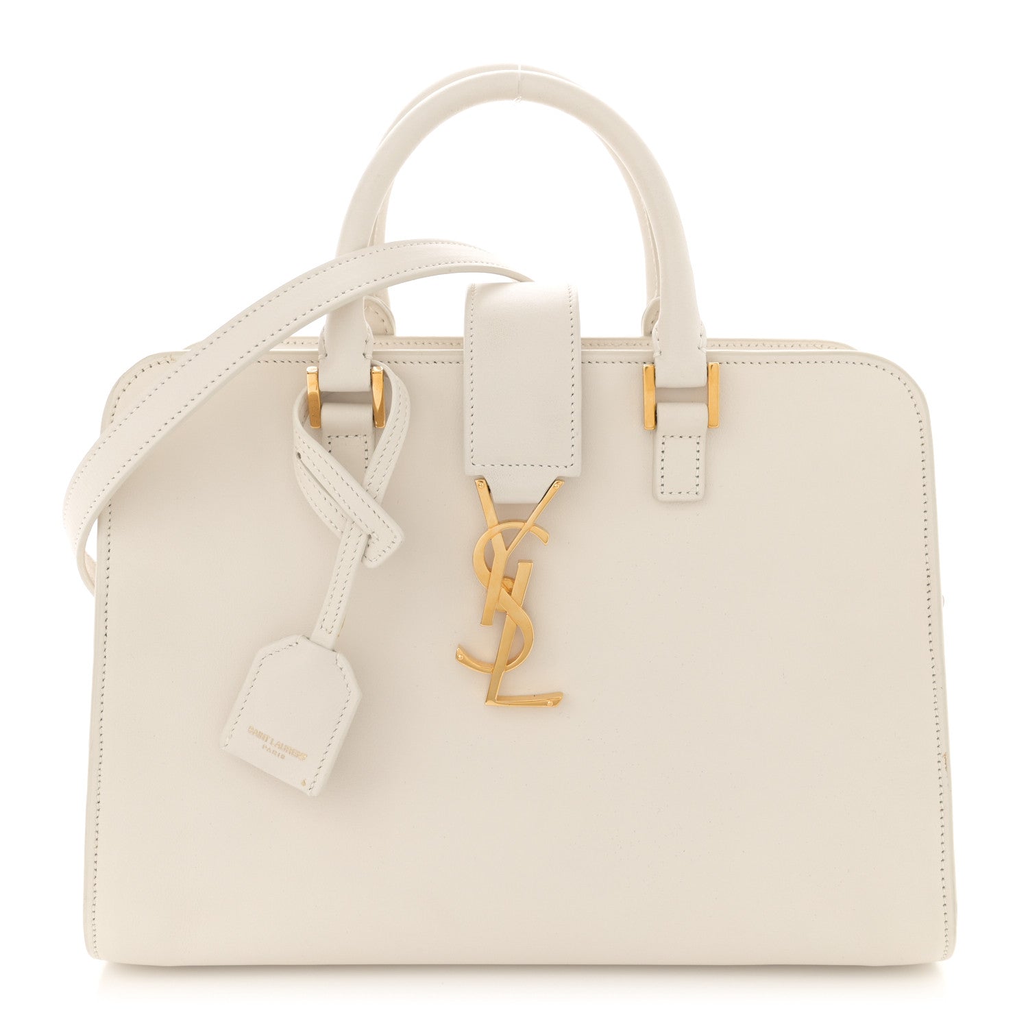 Saint Laurent Calfskin Monogram Baby Cabas Dove White 1 of 15
