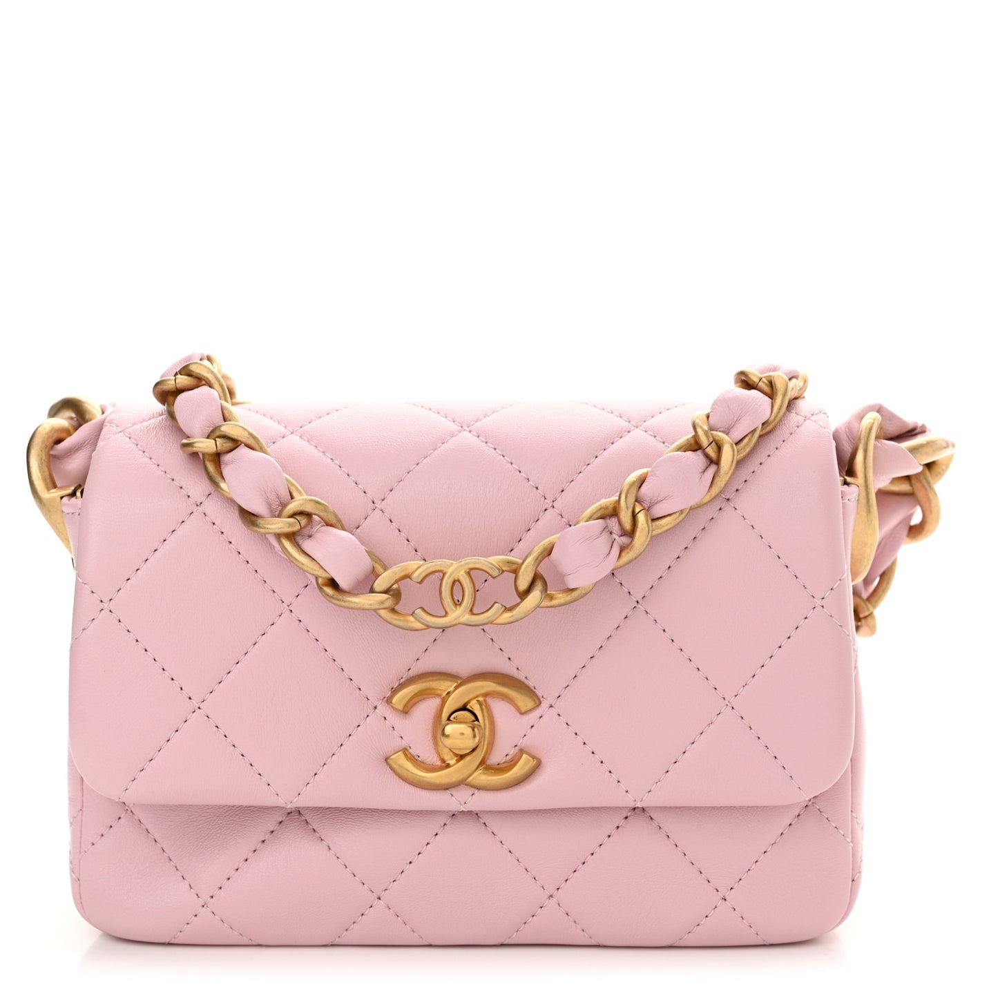 Lambskin Quilted Mini Flap Light Pink