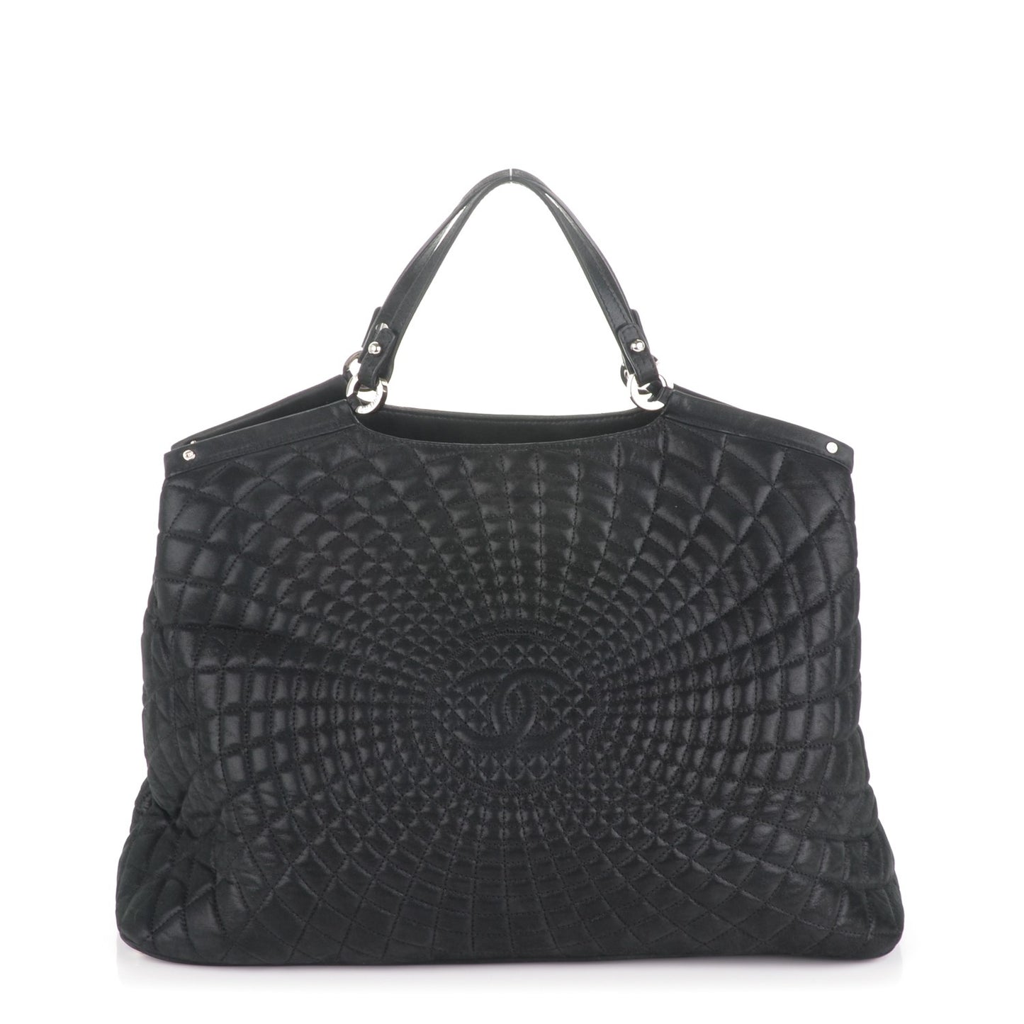 Iridescent Calfskin Large Sea Hit Tote Black