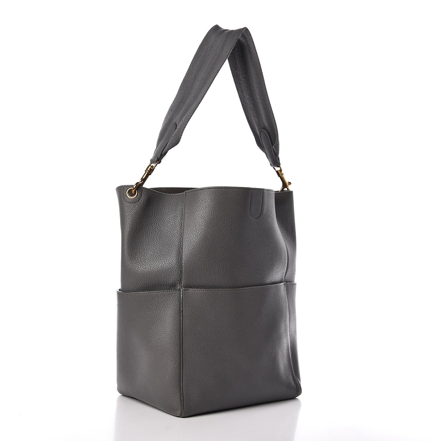 Soft Grained Calfskin Sangle Bucket Bag Storm