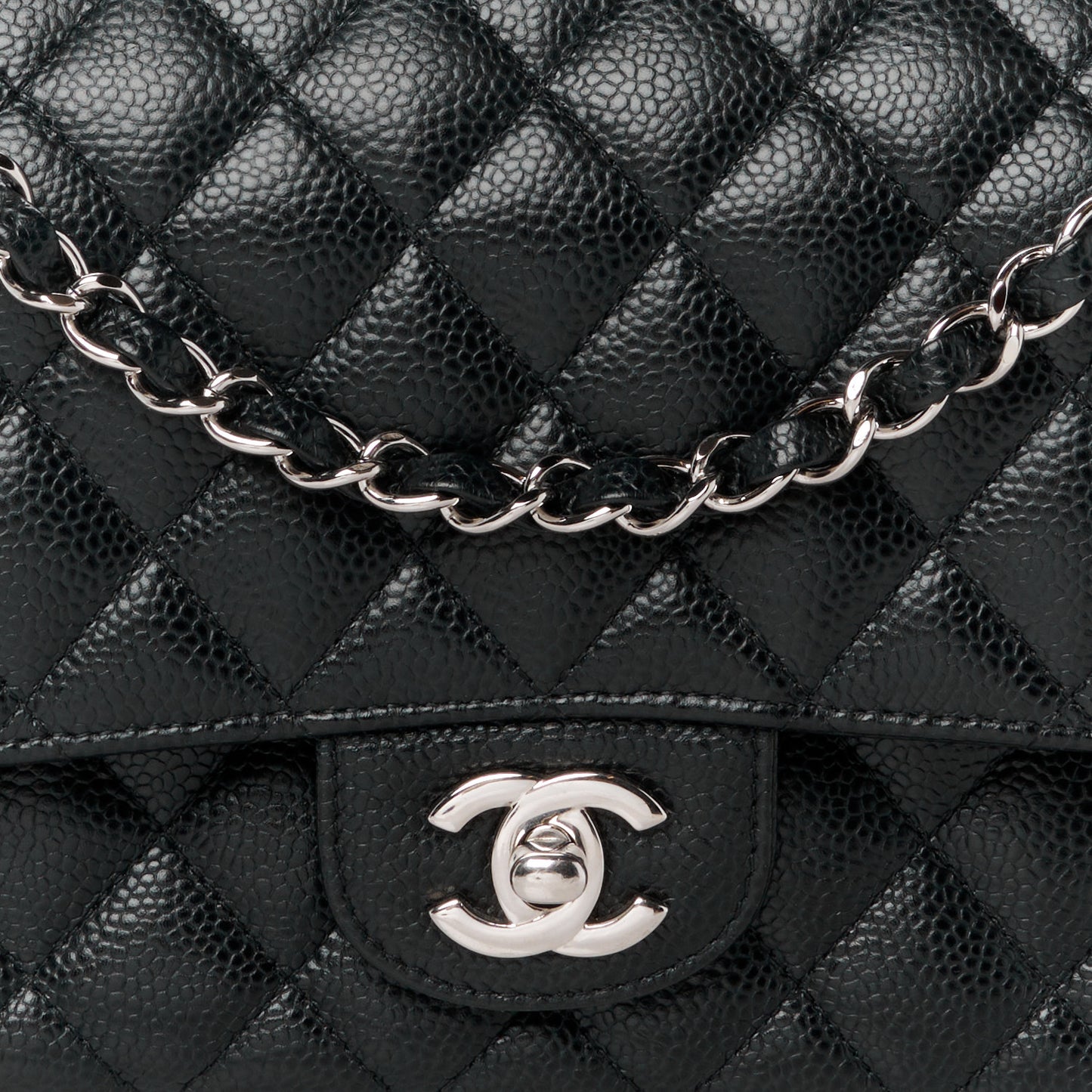 Caviar Quilted Medium Double Flap Black