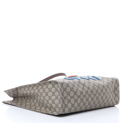 Gucci X DISNEY Soft GG Supreme Monogram Donald Duck Slip Handle Vertical Tote Beige New Acero 4 of 10