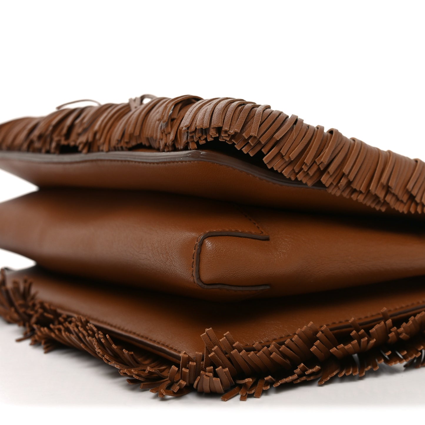 Calfskin Fringe Vera Bow Crossbody Bag Brown