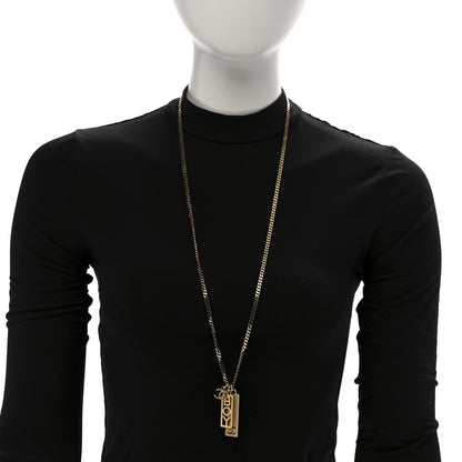 Chanel Metal Crystal CC Boy Pendant Long Necklace Gold 2 of 6