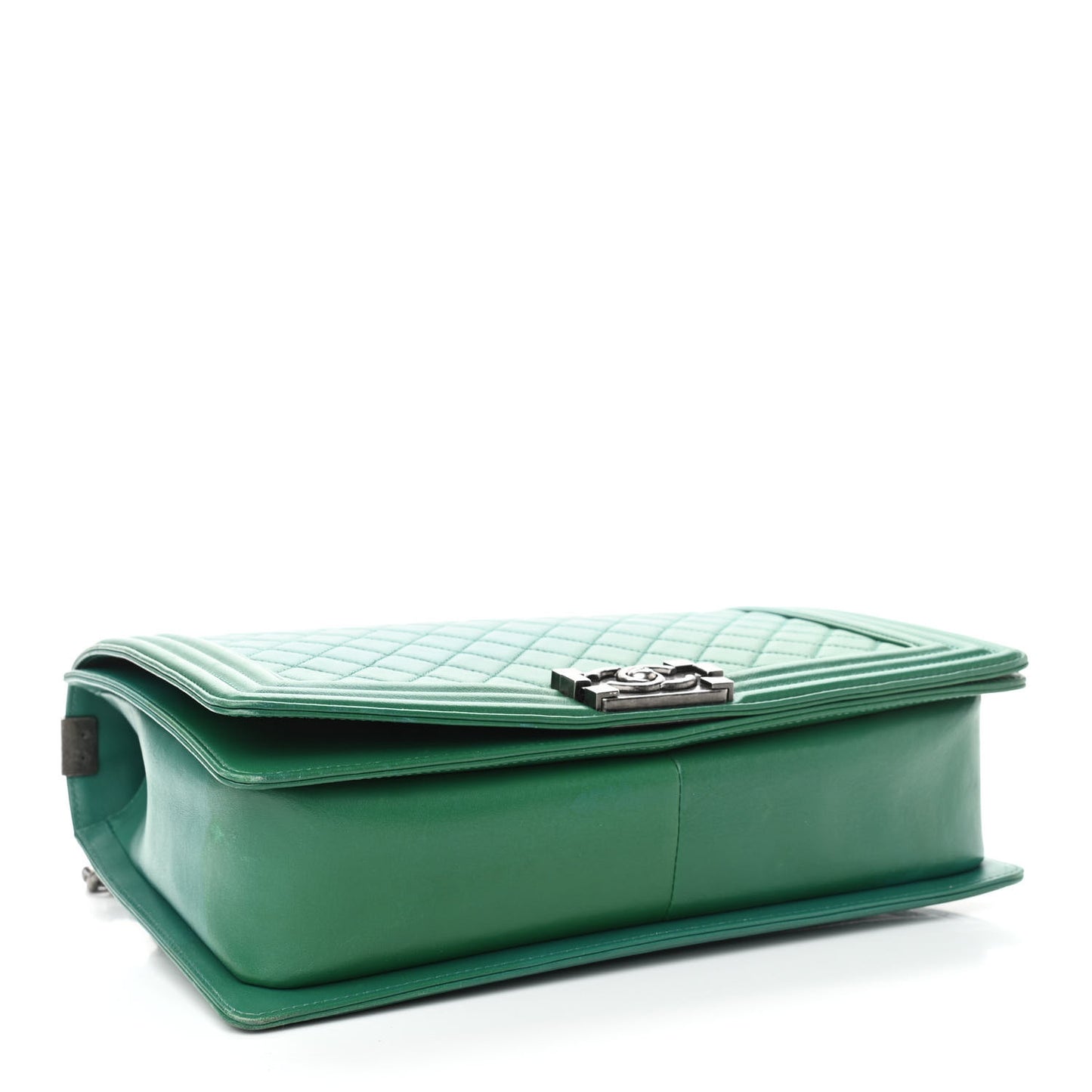 Lambskin Quilted Large Boy Flap Green