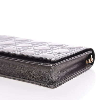Christian Dior Metallic Calfskin Cannage Lady Dior Convertible Clutch Gunmetal 8 of 14