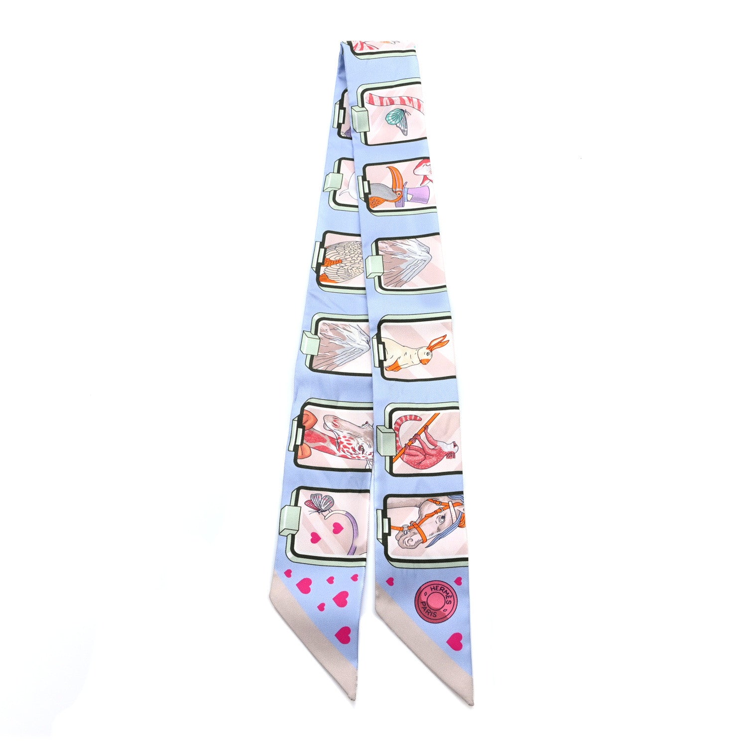 Hermes Silk Story Twilly Blue Pale Rose Vert 2 of 4