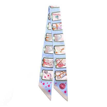 Hermes Silk Story Twilly Blue Pale Rose Vert 2 of 4