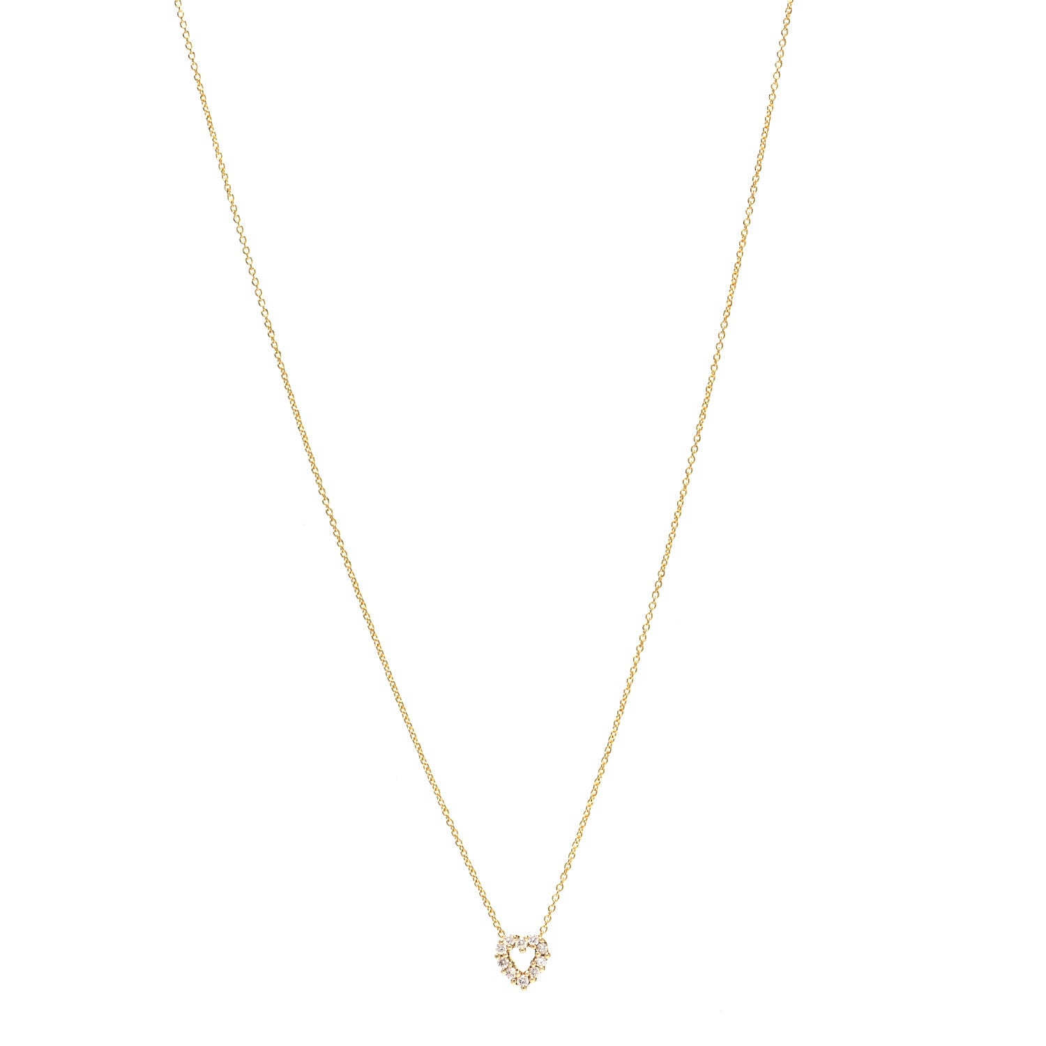 Roberto Coin 18K Yellow Gold Diamond Tiny Treasures Heart Pendant Necklace 1 of 7