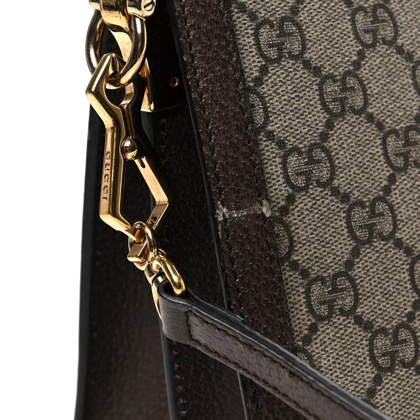 GG Supreme Monogram Web Medium Ophidia Chain Shoulder Bag Brown