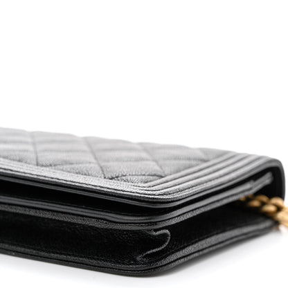 Chanel Caviar Quilted Boy Wallet On Chain WOC Black 11 of 13
