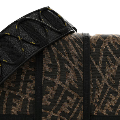 Fendi X SARAH COLEMAN Fabric Jacquard Vitello Grace FF Vertigo Woven Lanyard Large Baguette Tobacco Moro Black 8 of 11