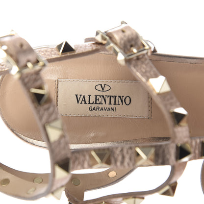 Valentino Garavani Metallic Pebbled Calfskin Rockstud 90mm City Sandals 40 Rame 7 of 9
