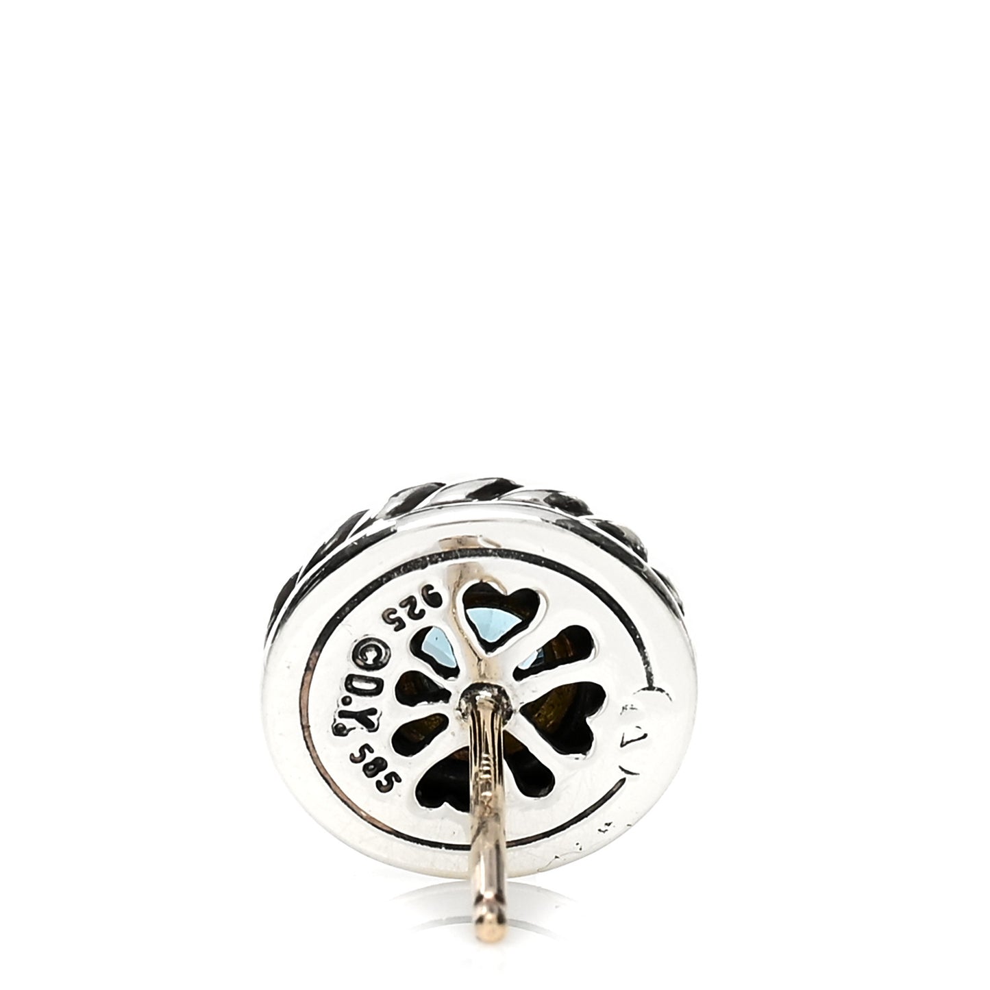 Sterling Silver 14K Yellow Gold Blue Topaz Cookie Cable Earrings