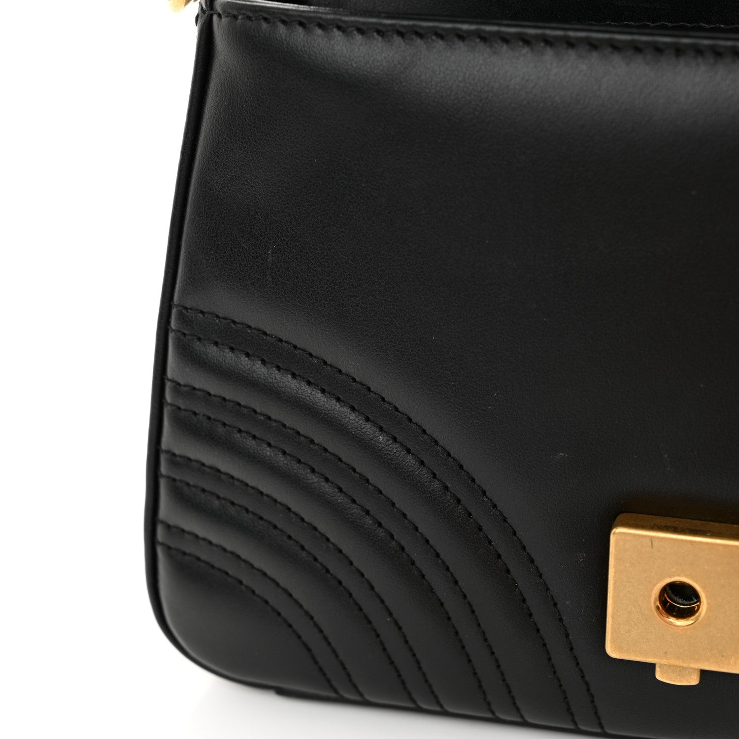 Gucci Calfskin Matelasse Small GG Marmont Top Handle Shoulder Bag Black 14 of 16