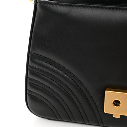 Gucci Calfskin Matelasse Small GG Marmont Top Handle Shoulder Bag Black 14 of 16