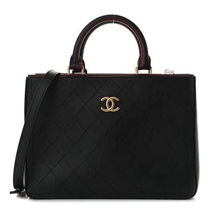 Chanel Bullskin Stitched Bi-Color Medium Shopping Tote Black 1 of 8