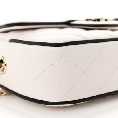 Chanel Lambskin Quilted Small Camera Case White Black 10 of 11